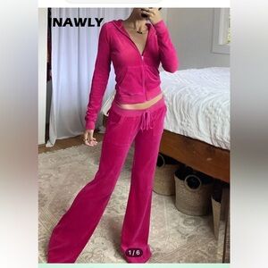 SHEIN Pink Track Pants Velour Joggers